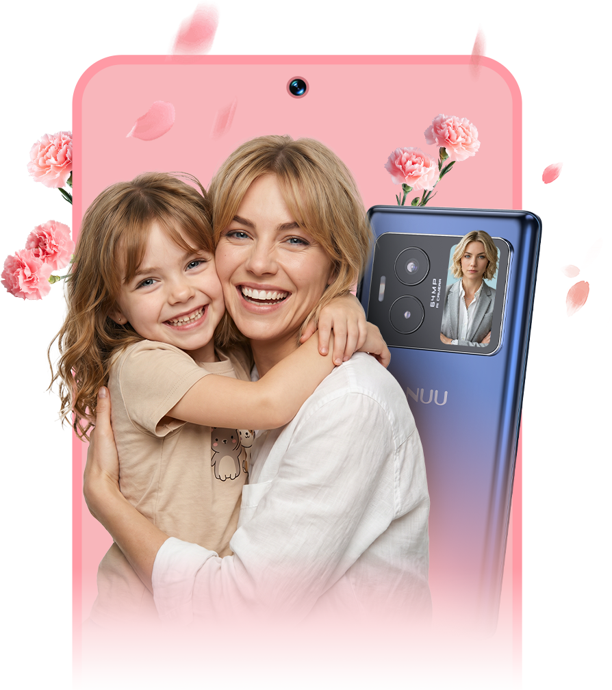 Mother and daughter hugging with NUU B40